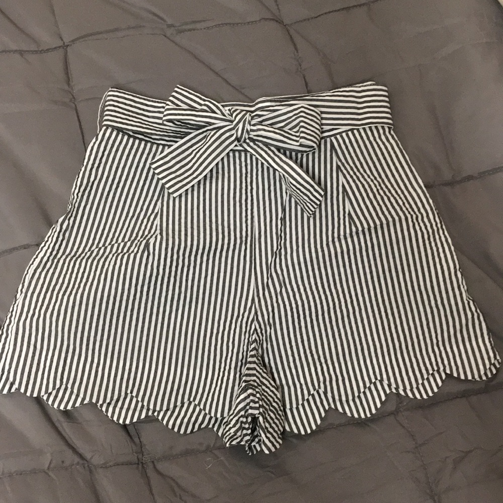 Striped high waisted shorts
